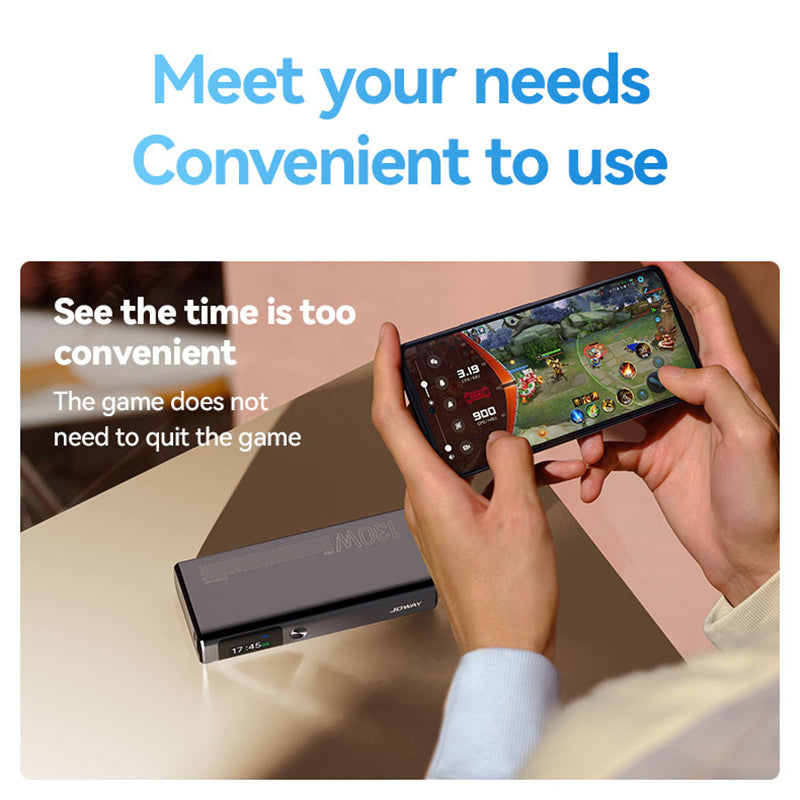 JOWAY JP323 20000mAh 130W Aluminum Alloy Power Bank TFT Screen Phone External Battery JOWAY JP323 20000mAh 130W Aluminum Alloy Power Bank TFT Screen Phone External Battery